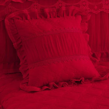 Princess 1 Piece Lace Bed Skirt + 2 Piece Pillowcases Bedding Bedspreads Sheet Pink Lace Bedding Set Bed For Girl Bed Cover