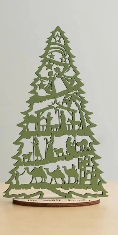 Nativity Christmas Tree with Stand Jesus Birth Story Display Beautiful Christian Holiday Decor for Home Nativity Scene Christmas Good Vibrations