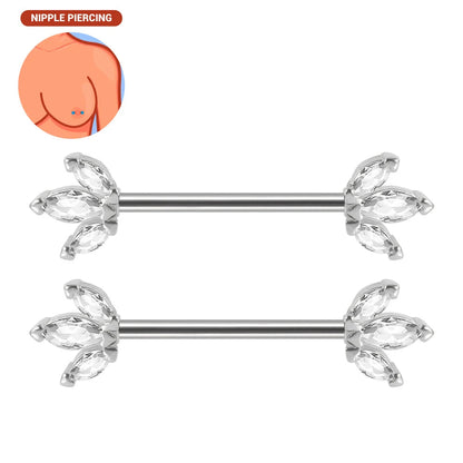 1pair Nipple Piercing Stainless Steel Nipple Rings CZ Butterfly Heart Nipple Barbell For Women Girls 16G Body Piercing Jewelry Good Vibrations