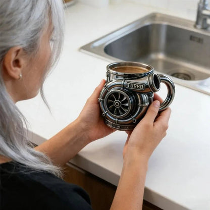 Strange 3d Turbocharger Engine Resin Coffee Mug Rare Cyberpunk Mechanical Style Home Office Picnic Cup Drinkware Father Men Gift Good Vibrations
