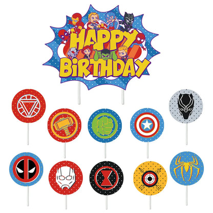 New Avengers Cake Decoration Cake Toppers Birthday Party Supplies Baby Shower Superhero Kids Boys Girls Cup Favors Decoration Good Vibrations