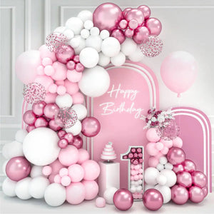 Pink White Balloon Garland Arch Kit Wedding Birthday Party Decorarion Kids Girl Baby Shower Party Supplies Confetti Latex Ballon Good Vibrations