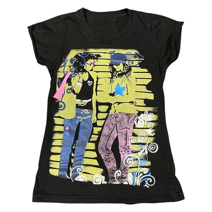 Aesthetic Emo y2k tops Summer Baby Tees Tops Streetwear Gothic Harajuku Graphic Cool Girl T-shirt Vintage Crop Tops Wome clothes Good Vibrations