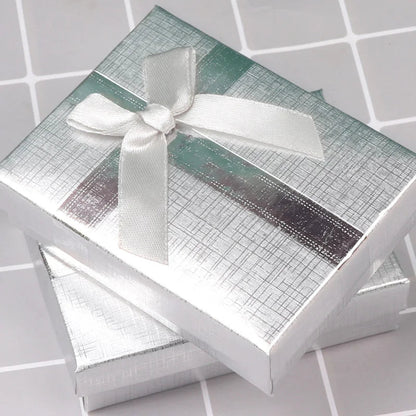 12pcs Cardboard Jewelry Set Bow Gift Box Ring Necklace Bracelets Earring Gift Packaging Boxes With Sponge Inside Rectangle Good Vibrations