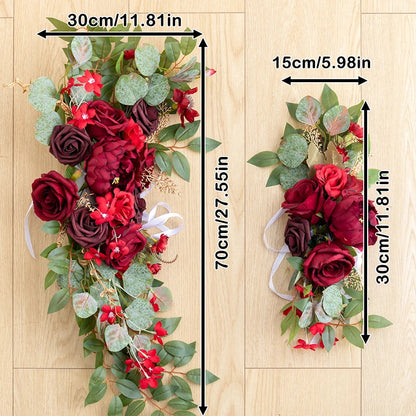 2pc Rose Artificial Flower Wedding Arch Flower Arrangement Country Wedding Ceremony Floral Garland Reception Backdrop Decoration Good Vibrations