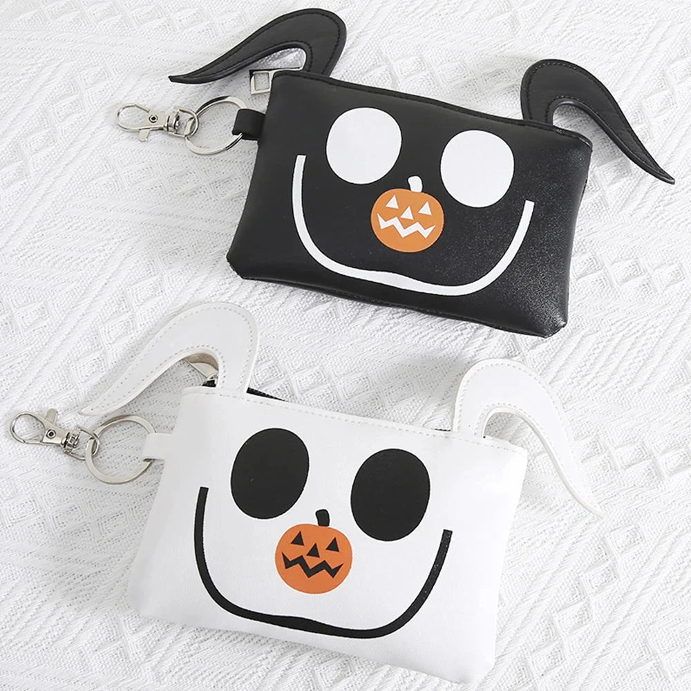 Halloween Pattern Coin Purse For Women Card Wallet Students Multi Pocket Zipper Key Bag Portable Lipstick Bank Card Storage Bag Good Vibrations