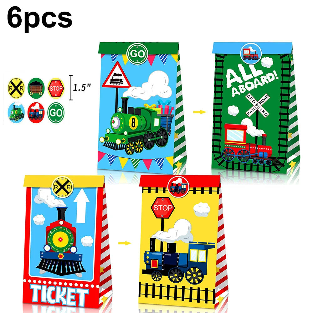 Train Party Supplies Drinking Straws Temporary Tattoos Keychains Slap Bracelets Stickers Goodie Bag Transportation Birthday Gift Good Vibrations