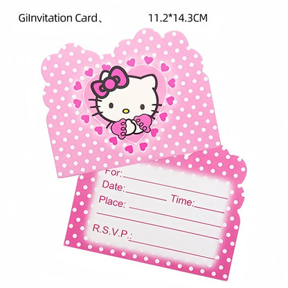 Hello Kitty Birthday Invitation Cards Pokemon Pikachu Invitations PAW Patrol Greetings Card Celebrate Birthday Party Supplies Good Vibrations