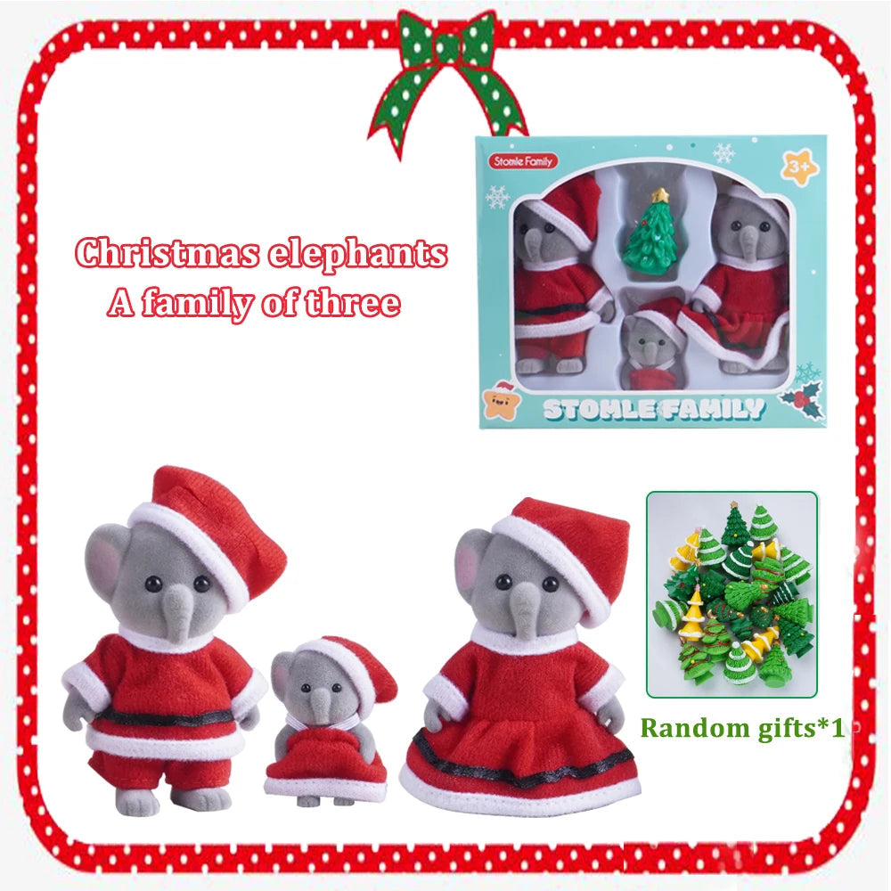 Box Packing Forest Family Reindeer Bunny Panda Animal Simulation Dollhouse Playset Play House Toy Accessories Xmas Gift for kids Good Vibrations