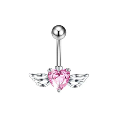 Fashion Pink Crystal Crown Belly Button Rings Stainless Steel Long Pendant Butterfly Heart Navel Piercing for Women Jewelry Good Vibrations Adult Super Store