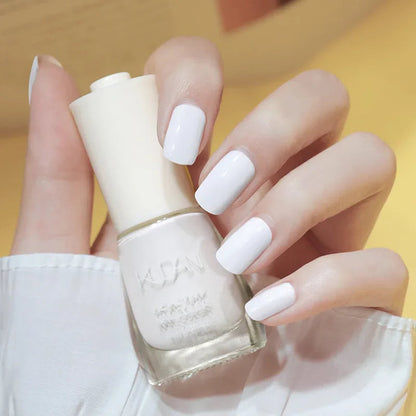 Nail Polish Without Baking Lamp White Fine Glitter Non-baking Non-peel Transparent Shiny Oil Base Coat Nude Nail Polish Good Vibrations