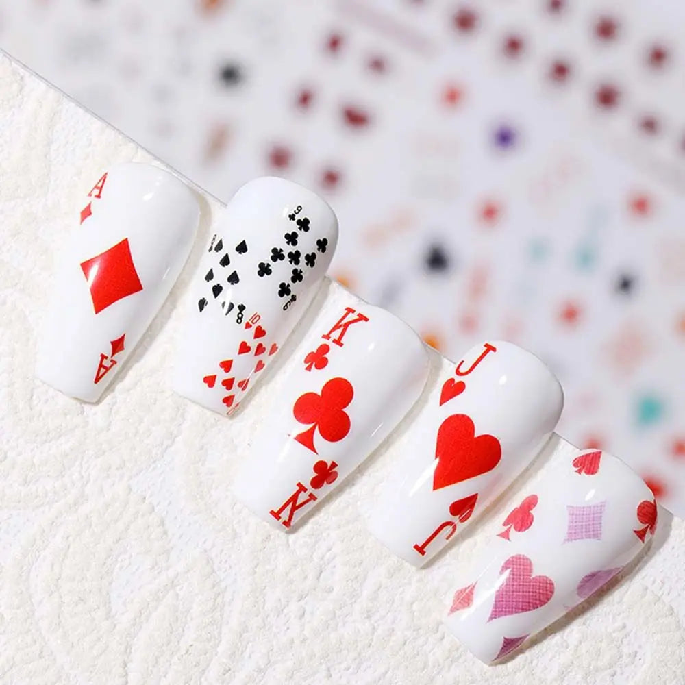 Waterproof Adhesive Decals Interesting Manicure Poker Nail Art Sticker Playing Cards Design DIY Nail Decoration Good Vibrations