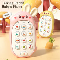 Baby Rabbit Mobile Phone Children's Toy Can Bite Puzzle Early Education Baby Multi functional Music Simulation Phone Good Vibrations