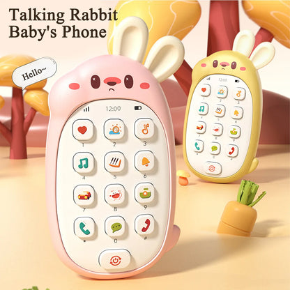 Baby Rabbit Mobile Phone Children's Toy Can Bite Puzzle Early Education Baby Multi functional Music Simulation Phone Good Vibrations