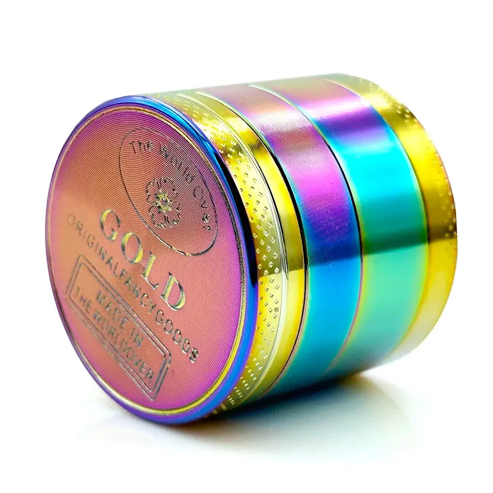 Gold zinc alloy herb grinder, 40mm, 3/4 parts, colorful finish.