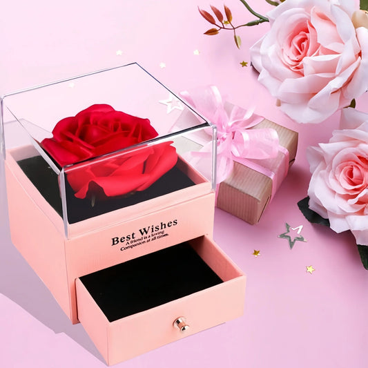 Women's Holiday Gifts Eternal Red Rose With Heart Necklace Flower Lipstick Gift For Mom Girlfriend Birthday From Daughter Sons Good Vibrations
