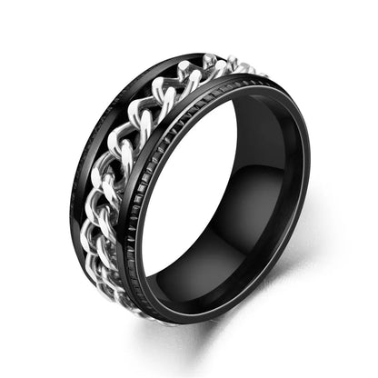 Titanium Steel Rotatable Chain Rings for Women Men Spinner Ring Multifunctional Chain Ring Men Bottle Opener Ring Jewelry Gifts Good Vibrations