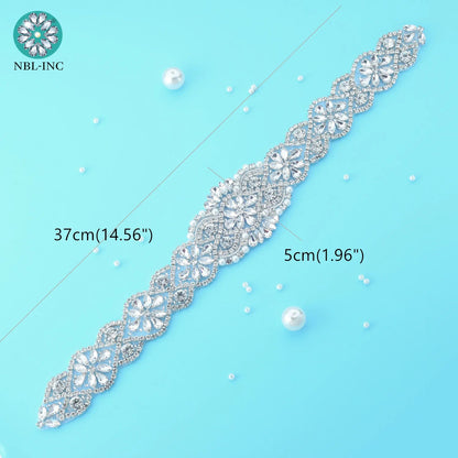 (1PC) Silver Rhinestone crystal iron on applique belt iron on wedding beaded bridal trim for wedding dresses clothing WDD0209 Good Vibrations
