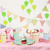 80 Pcs 9 In Pastel Scalloped Paper Plates Dessert Plates 9 Oz Disposable Paper Cup With Metallic Gold Border Pastel Cup Good Vibrations