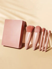 Mini Portable Box 5 Travel Makeup Brushes Complete Set With Small Mirror Eye Shadow Foundation Make-Up Powder Eyebrow Brush Good Vibrations
