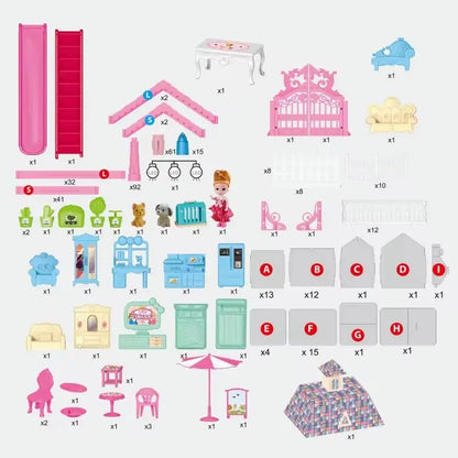 DIY Doll House With light Furniture and Dolls Dream Doll House for Little Girls Kids Pretend Toy Good Vibrations