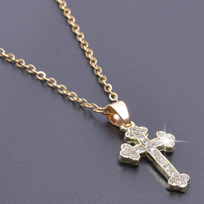 Cross Charm Necklace Crystal Pendant Necklaces For Women Men Accessories Rhinestone Christ Crosses Choker Gift Fashion Jewelry Good Vibrations