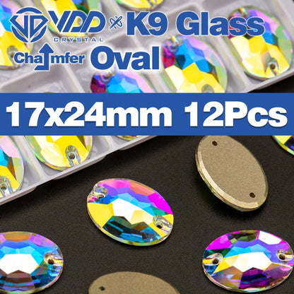 VDD Chamfer AAAAA Top Quality K9 Glass Sew On Rhinestones Sewing Crystal AB Flatback Stone For Clothes Accessories Wedding Dress Good Vibrations