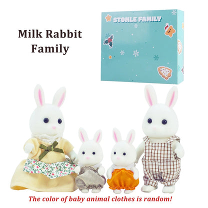 Box Packing Forest Family Reindeer Bunny Panda Animal Simulation Dollhouse Playset Play House Toy Accessories Xmas Gift for kids Good Vibrations