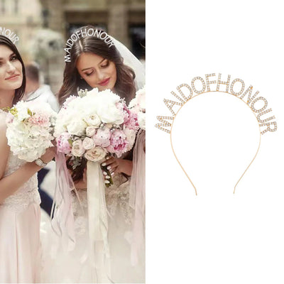Bridesmaid Hair Accessories Rhinestone Headband Maid Of Honour Crystal Hairbands Team Bride Wedding Shower Party Jewelry