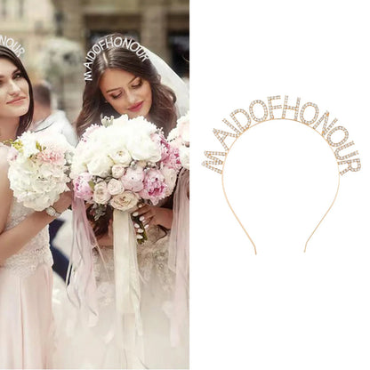 Bridesmaid Hair Accessories Rhinestone Headband Maid Of Honour Crystal Hairbands Team Bride Wedding Shower Party Jewelry Good Vibrations