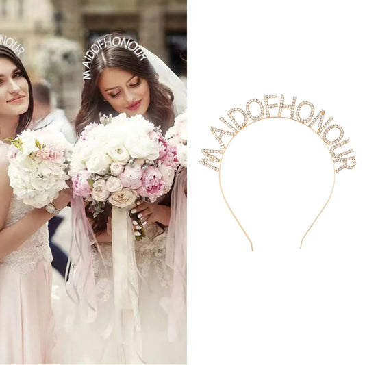 Bridesmaid Hair Accessories Rhinestone Headband Maid Of Honour Crystal Hairbands Team Bride Wedding Shower Party Jewelry Good Vibrations