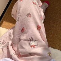 Sanrio Hello Kitty Pure Pajama Pants Wide Kawaii KT Cat Leg Pants Y2K Summer Thin High Waist Casual Trousers Birthday Gifts Good Vibrations