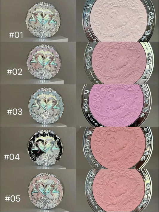 Flower Knows Swan Ballet Collection Embossed Blush Long-lasting Matte Powder Cheek Blusher Natural Brightening Cosmetic 5g Good Vibrations