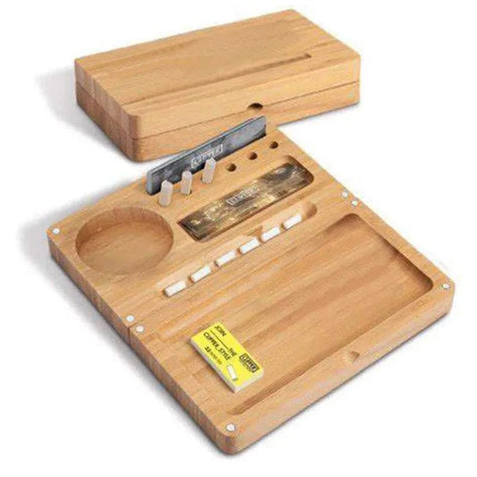 Rolling Tray Set Double-layer Magnetism Rolling Console Grinding Tray Pure Solid Durable All in One Wood Cigarette Tra Good Vibrations Adult Super Store