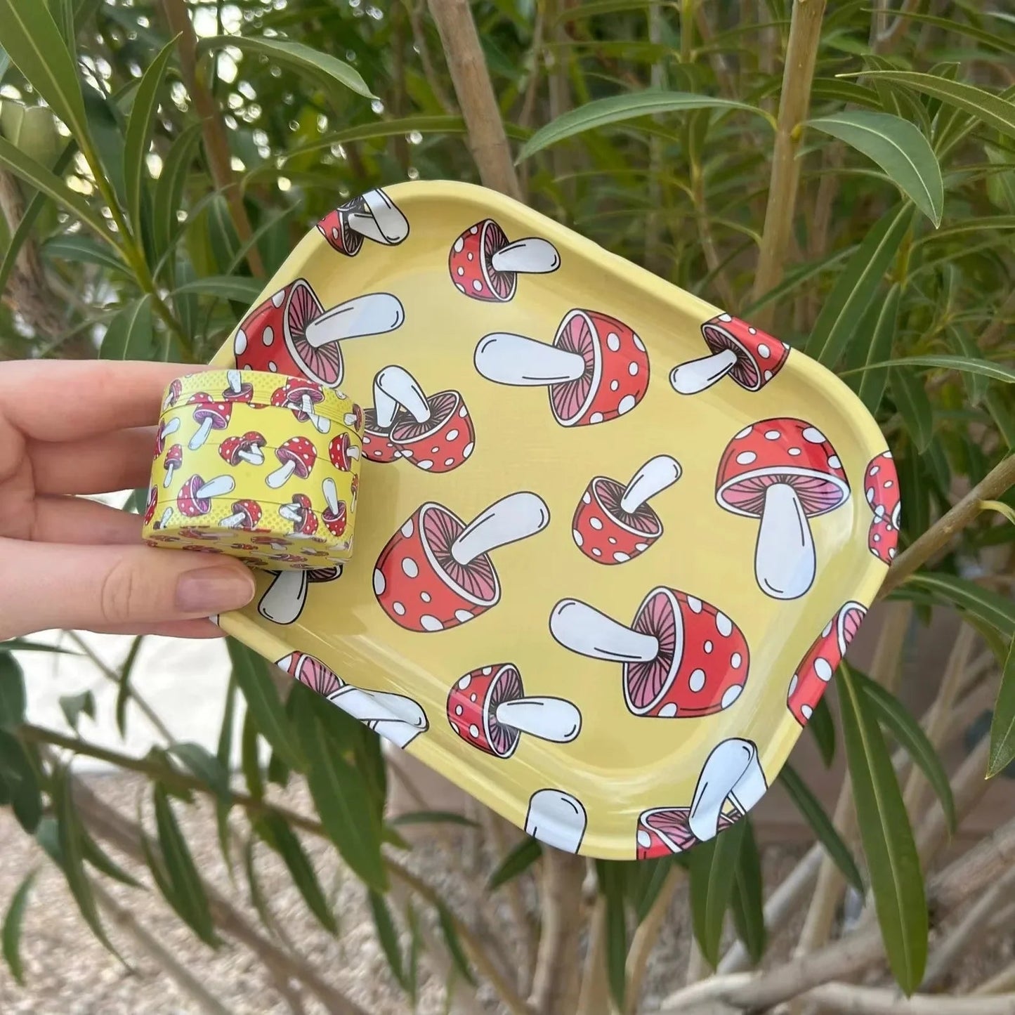 Two Pieces in One Rolling Tray and Grinder Kit Tobacco Accessories Good Vibrations Adult Super Store