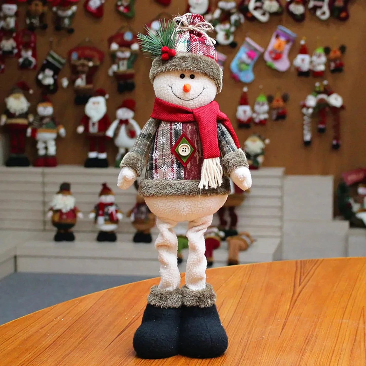 Christmas Santa Snowman-Reindeer Christmas Decoration 2024 Leg Table Mantel Decoration Plush Dolls Christmas Gifts for Kids Baby Good Vibrations