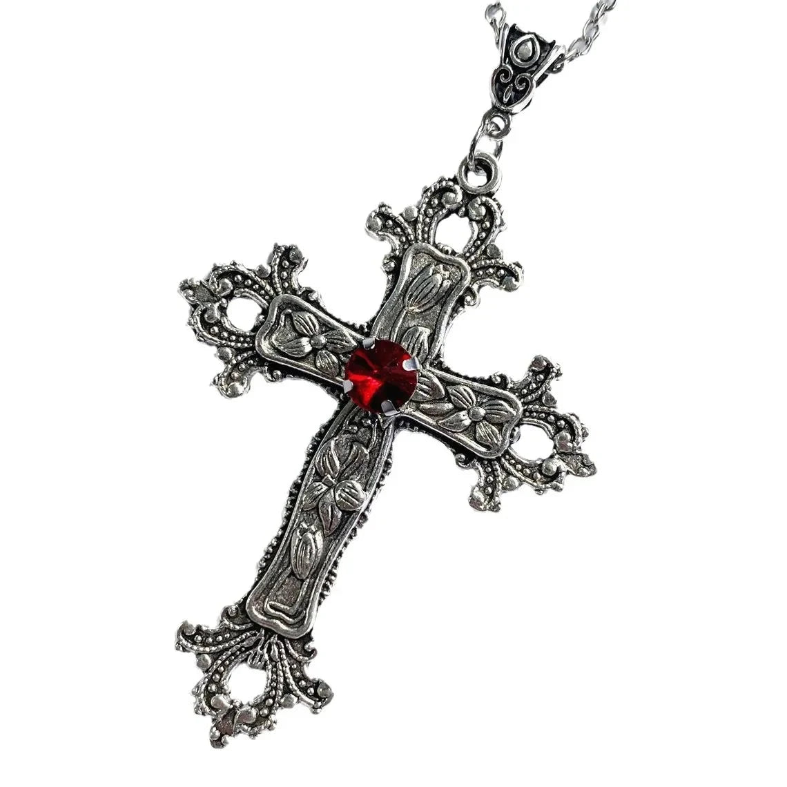 Cross pendant necklace Gothic style zircon inlaid pendant Good Vibrations