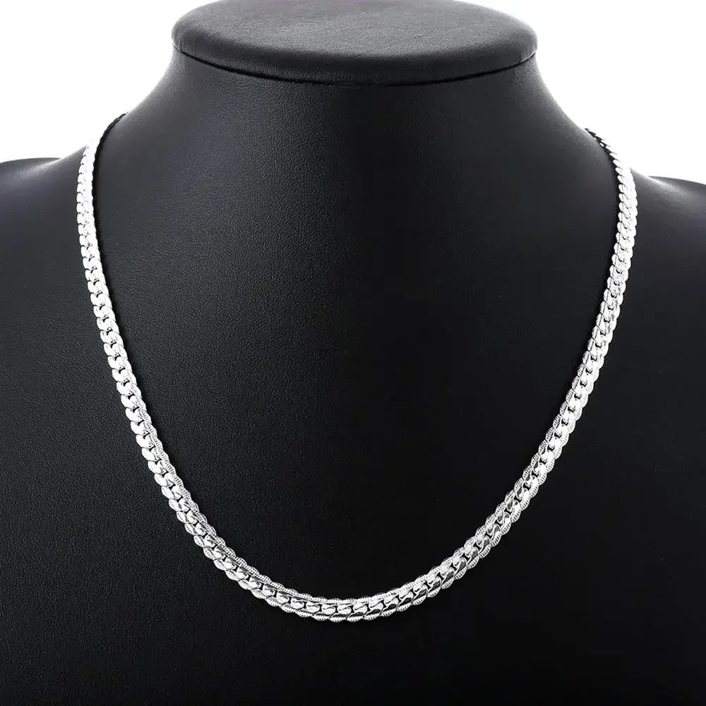 Fine Top Brand Silver Color 6mm Chain Necklace for Woman Men 16-24inch Fashion Wedding Party Jewelry Gift Dropshipping Good Vibrations