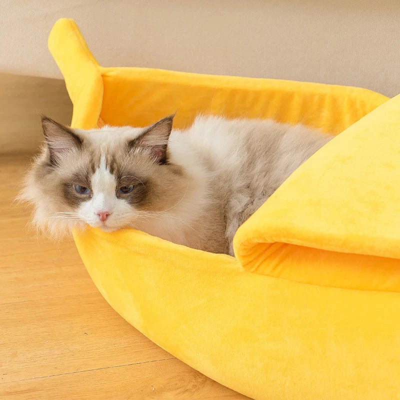 Banana Cat Bed House Funny Cute Cozy Cat Mat Beds Warm Durable Portable Pet Basket Kennel Dog Cushion Cat Supplies Multicolor Good Vibrations