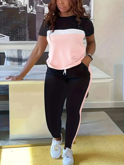 Pant Set Women Two Piece Sets Matching Sets Short Sleeve Loose Casual Tops Long Pants Lace Up Elastic Waist Jogger Summer Good Vibrations
