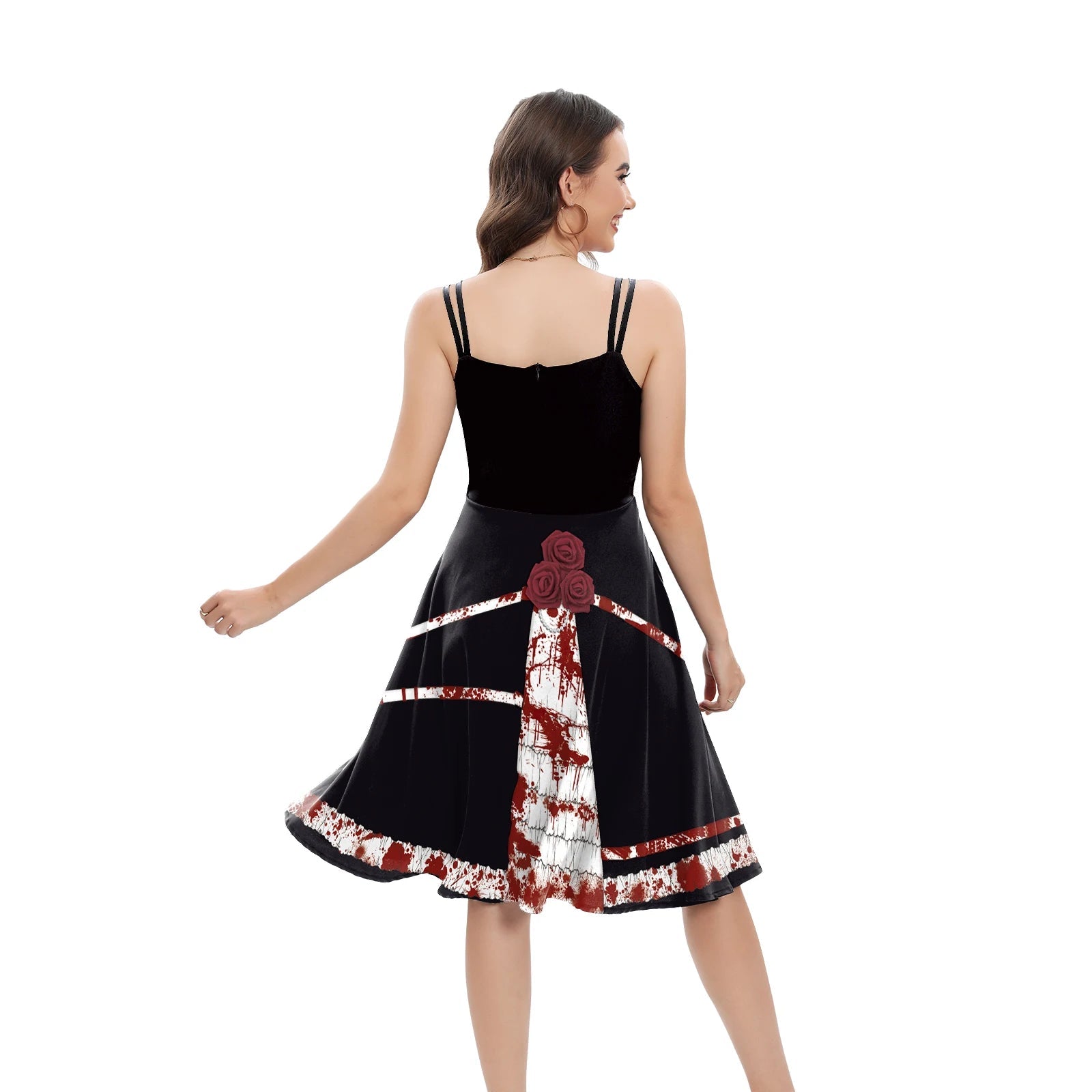 Halloween Holidays Party Rockabilly Dress DRESSES Big Swing Robe Vintage Ladies Gothic Rose print 3D autumn Festival Costumes Good Vibrations