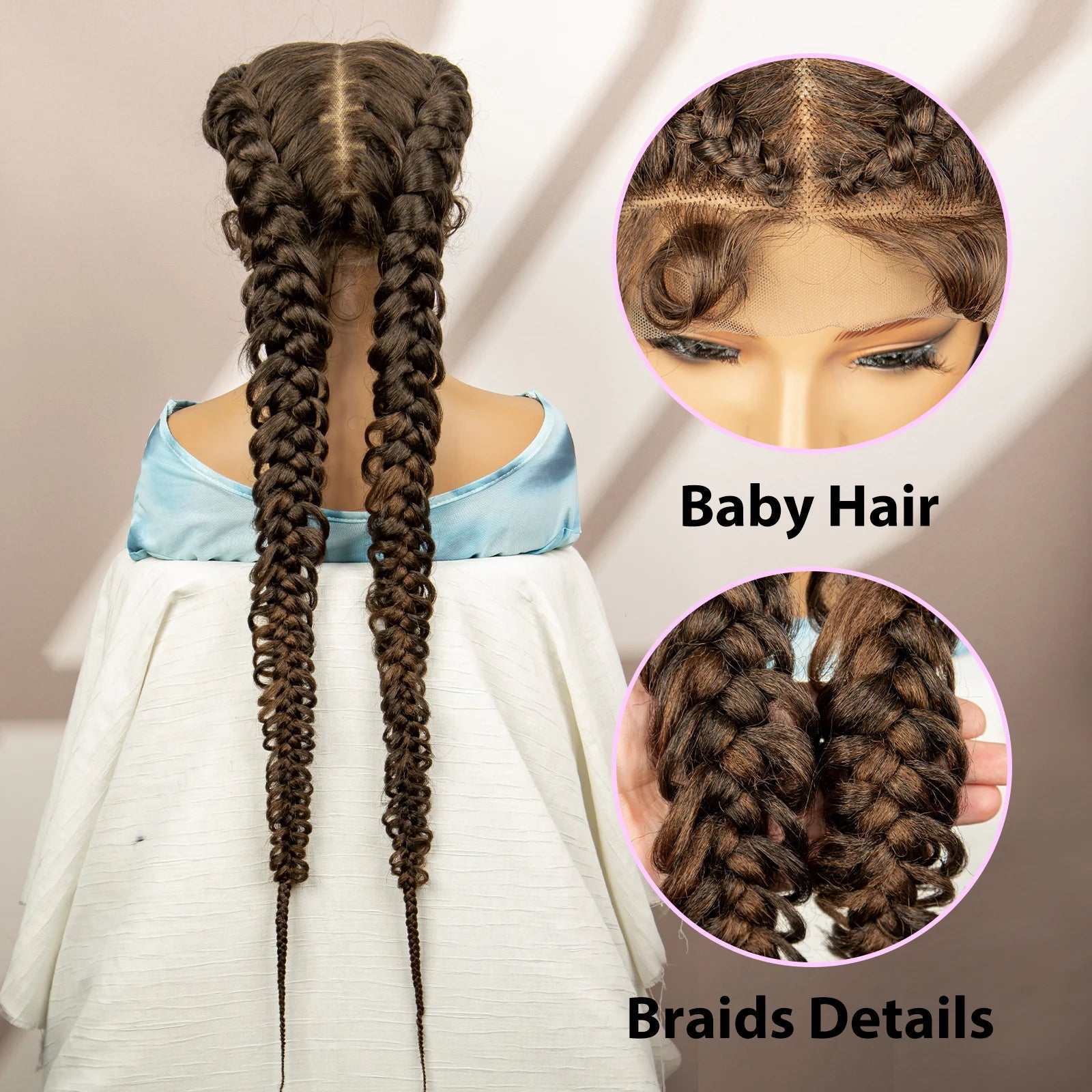 Synthetic Goddess Braided Wigs Cornrow Braided Wigs with Baby Hair Braids Wigs for Women Daily Use Knotless Wigs Good Vibrations