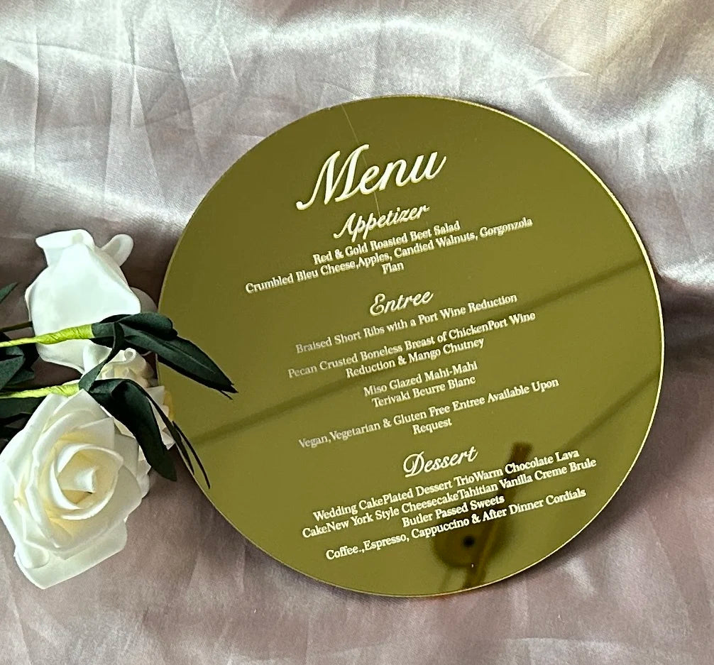 Custom 10pcs Acrylic Wedding Invitation,Mirror Gold.Silver,Rose Gold Acrylic Invitation,Anniversary Invitation,Wedding Menu Card Good Vibrations