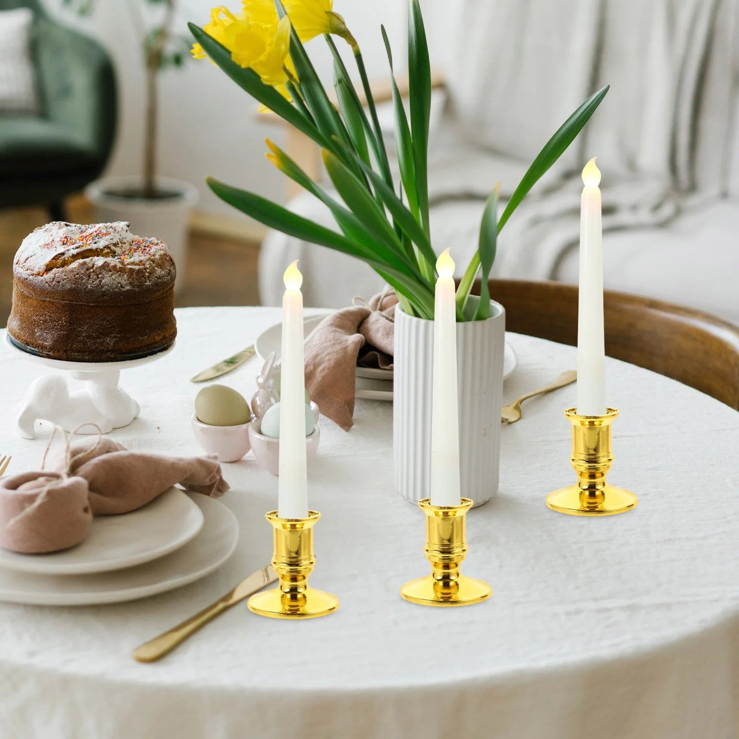20 PCS Electronic Base Plastic Candlestick Holders Gold Decor Fashion Candleholder Wedding Centerpieces Good Vibrations