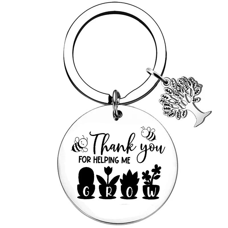 New Teacher Appreciation Gift Keychain Pendant  Graduation Key Chains Keyrings Gift Teachers Plant Seeds That Grow Forever Good Vibrations