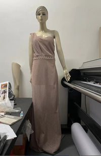 2025 Women's Wedding Party Dress Evening Elegant Sexy Deep V Neck One Shoulder Sleeveless Sequined Long Maxi Dresses For Women Good Vibrations