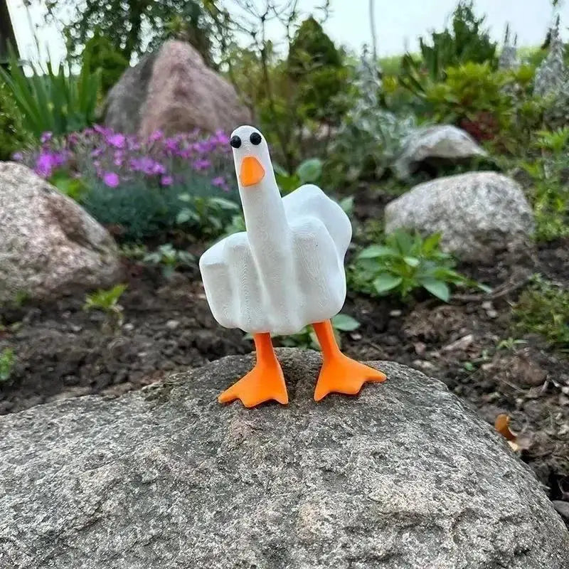 Funny Creative Duck Middle Finger Animal Gift Resin Craft Home Decoration Statue Garden Courtyard and Micro Landscape Figurines Good Vibrations