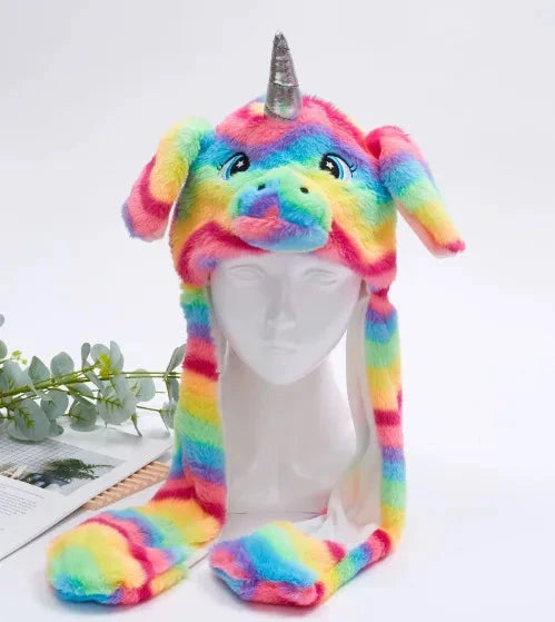 Hats For Autumn And Winter Warm Accessories Toys For Children Internet Celebrities Cute Rainbow Horses Small Rabbits Ears Hats Good Vibrations