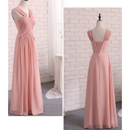 Customized Chiffon Dusty Pink Bridesmaid Dress Wedding Party Gowns Sweet Memory Bride Robes Formal Gowns For Long Prom Dresses