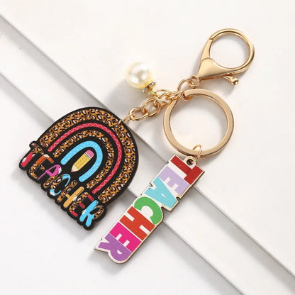 Teachers Day Gift Keychain Graduation Decorations 2025 Bus Book Wood Pendant Bag Charms Tassel Key Chains for Best Friends Gifts Good Vibrations